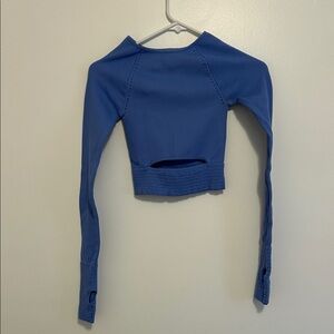 FP Movement by Free People Vibrant Blue Long Sleeve Crop Top